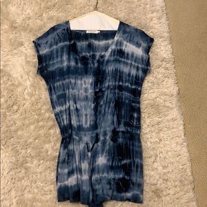 Velvet blue and white tie dye romper